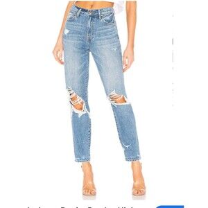 Pistola Presley Cotton Distressed Roller 90s Straight Leg Jeans Blue Size 27 4